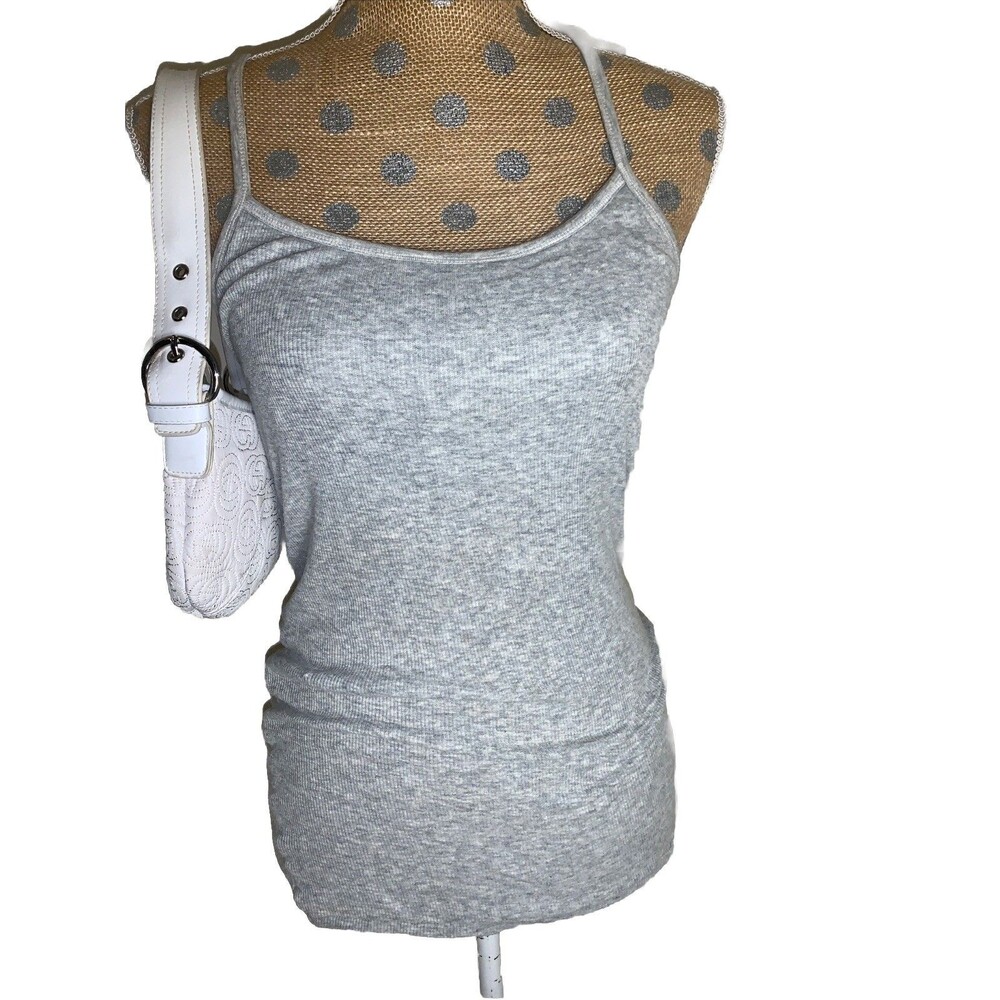 VTG American Eagle Women Ribbed Y2K Cami Medium Gray Grey Elena Gilbert Preppy